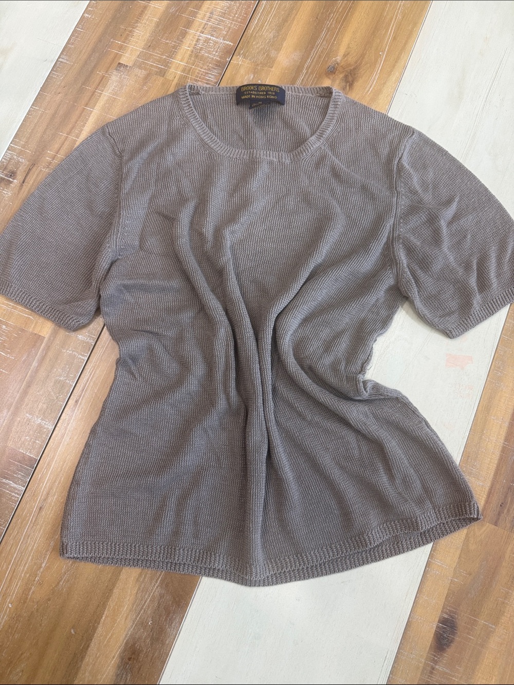 Vintage Brooks Brothers Brown Short Sleeve Knit Top - Sweater M